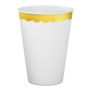 Copos de Papel 250ml - Metálico Luxo Branco c/8 Make+