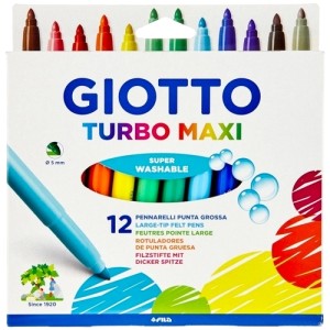 Canetinha Hidrográfica 12 Cores Jumbo Turbo Maxi Giotto