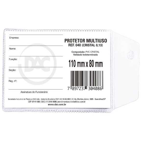 Protetor Plástico para Documento Multiuso 040 DAC