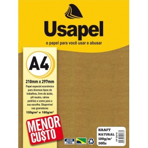 Papel Kraft Natural A4 180g 50fls Usapel