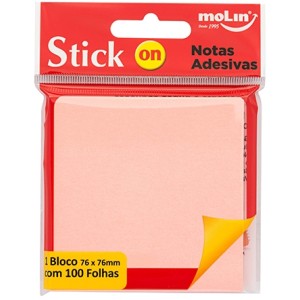 Notas Adesivas 76mm x 76mm - Rosa 100 Folhas Molin