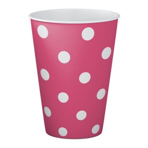 Copos de Papel 250ml - Bolinhas Pink e Branco c/8 Make+