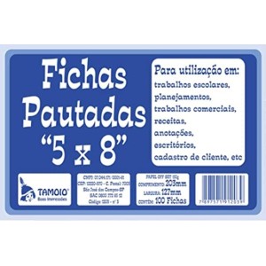 Ficha Pautada 5x8 100 Folhas Tamoio