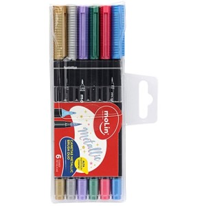 Brush Pen 6 Cores Duo Metallic Molin