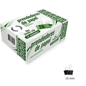 Prendedor de Papel 15mm Preto c/12 ACC