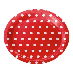 Pratos de Papel 18cm - Bolinhas Vermelho e Branco c/8 Make+