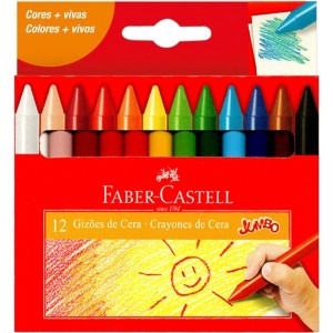Giz de Cera 12 Cores Jumbo Faber Castell