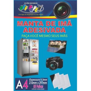 Manta de Imã Adesivada A4 0.3mm 5 Folhas Off Paper
