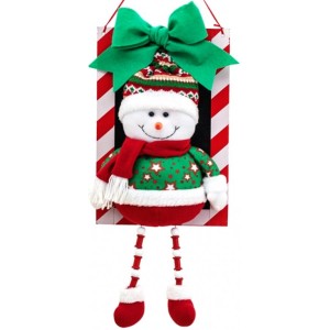 Placa Natalina Boneco de Neve 22x53cm 23909 Magizi