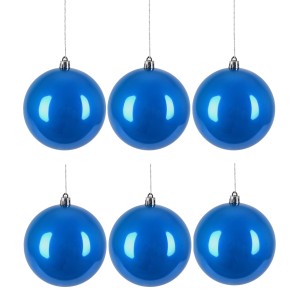 Bola de Natal 8cm Azul Claro com Glitter c/6 Grillo