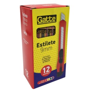 Estilete Fino 9mm Colorido com 12 Gatte