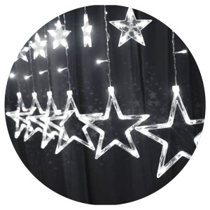 Cascata 138 LEDs Branco Frio com Estrela na Ponta 2,5 Metros 1165 Chibrali