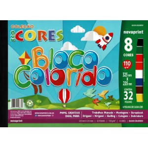 Bloco Ecocores Colorido 8 Cores 110g 32fls Novaprint