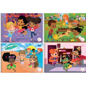 Caderno Meia Pauta Sapeca Feminino 40fls Tilibra