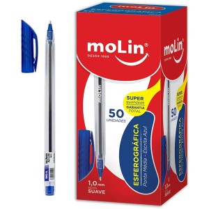 Caneta Esferográfica 1.0mm A-One Azul c/50 Molin