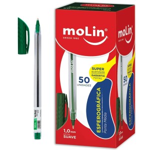 Caneta Esferográfica 1.0mm A-One Verde c/50 Molin