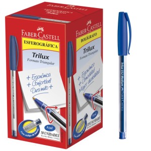 Caneta Esferográfica 1.0mm Trilux 032 Azul c/50 Faber Castell