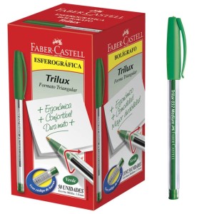 Caneta Esferográfica 1.0mm Trilux 032 Verde c/50 Faber Castell