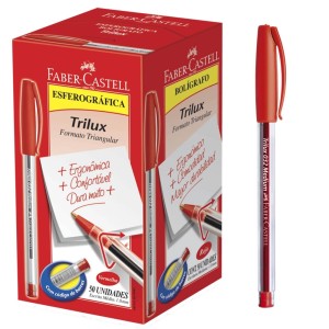 Caneta Esferográfica 1.0mm Trilux 032 Vermelha c/50 Faber Castell