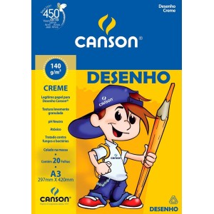 Bloco de Desenho A3 Creme 140g 20fls Canson