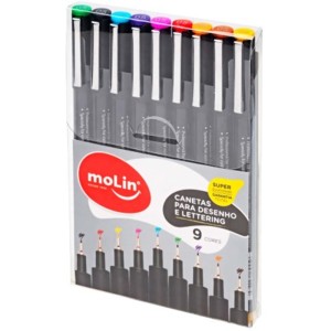 Caneta Artística 0.5mm c/9 Cores Molin