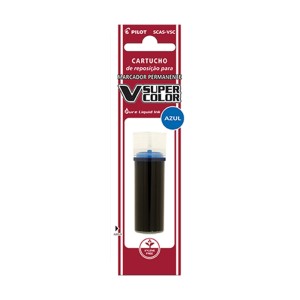 Refil para Pincel Marcador Permanente V-Super Color Azul Pilot