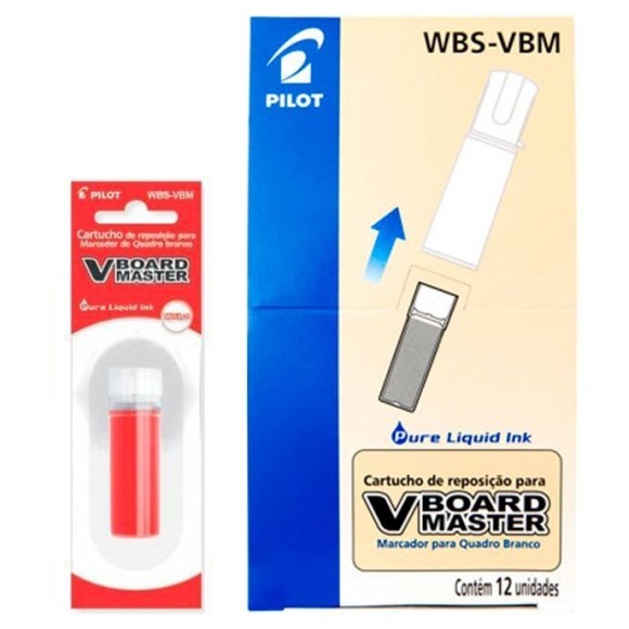 Refil para Pincel Marcador de Quadro Branco V-Board Master Vermelho c/12 Pilot