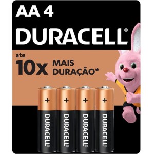 Pilha Alcalina Pequena AA - Cartela com 4 Pilhas Duracell