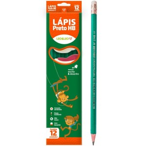 Lápis Preto N2 Verde com Borracha c/12 Leo e Leo