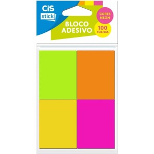 Bloco Adesivo 38mm x 50mm - Neon 100 Folhas CiS