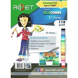 Bloco Ecocores A4 21 Cores 110g 42fls Ridet