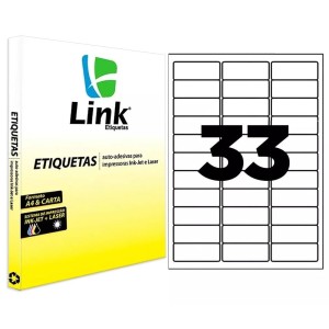 Etiqueta Adesiva Branca A4 - 63,5mm x 25,4mm (33 Etiquetas) 100 Folhas 9013 Link