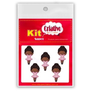 Botões Divertidos - Bailarina Morena c/5 Kit Super Criativo