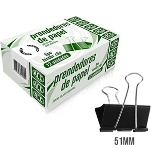 Prendedor de Papel 51mm Preto c/12 ACC