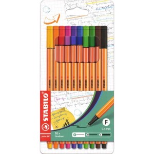 Caneta Stabilo 0.4mm Point 88/58 - 10 Cores
