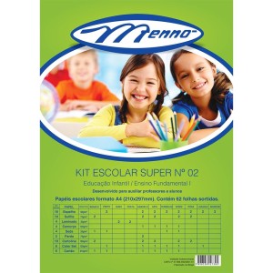 Kit Escolar Super N2 A4 62 Folhas Menno