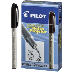 Caneta Retroprojetor 1.0mm - Preta c/12 Pilot