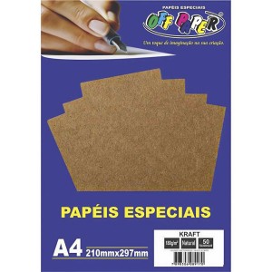 Papel Kraft Natural A4 180g 50 Folhas Off Paper
