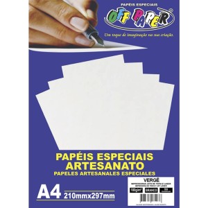 Papel Vergê A4 Branco 180g 50 Folhas Off Paper