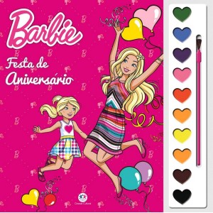 LIVRO COM AQUARELA - BARBIE FESTA DE ANIVERSARIO